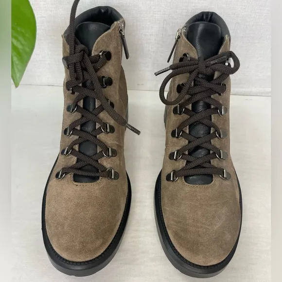 Aquatalia Liviana Taupe SuedeWeatherproof Leather Hiker Boots ShoesSize 10M‎