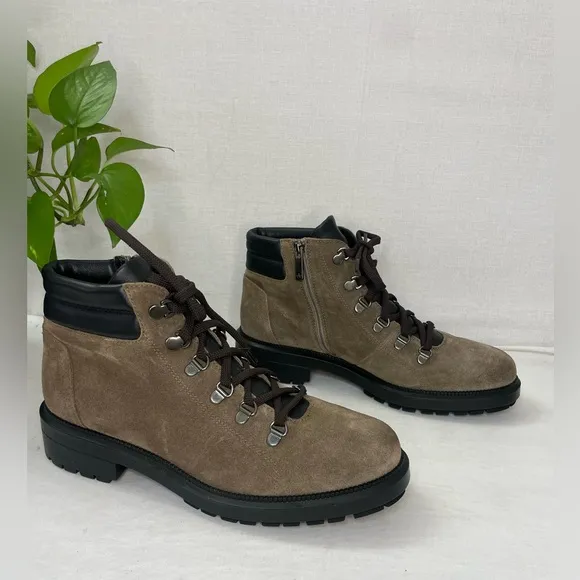 Aquatalia Liviana Taupe SuedeWeatherproof Leather Hiker Boots ShoesSize 10M‎