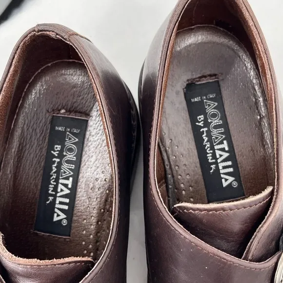Aquatalia Monk Strap Loafers Derby Shoes Size‎ 11 Brown Leather Single Career