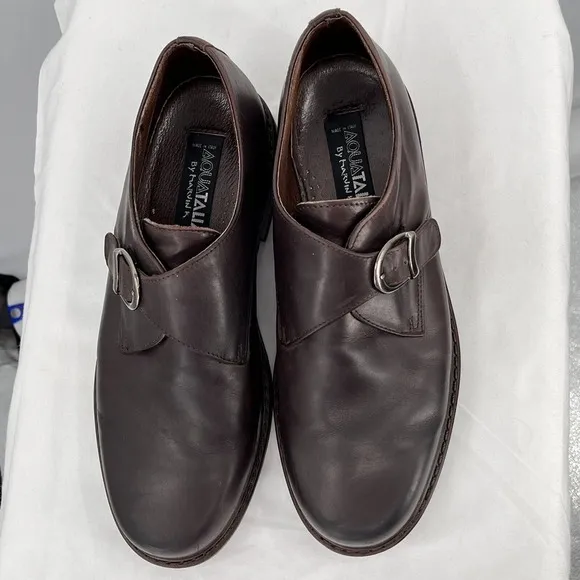 Aquatalia Monk Strap Loafers Derby Shoes Size‎ 11 Brown Leather Single Career