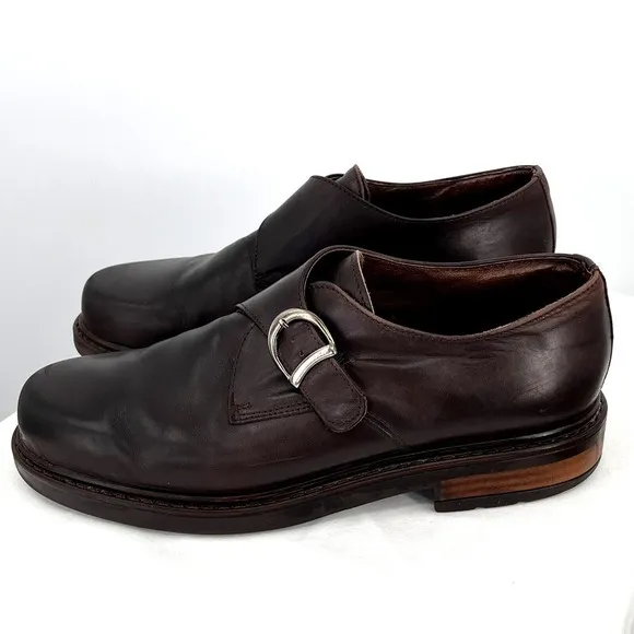 Aquatalia Monk Strap Loafers Derby Shoes Size‎ 11 Brown Leather Single Career