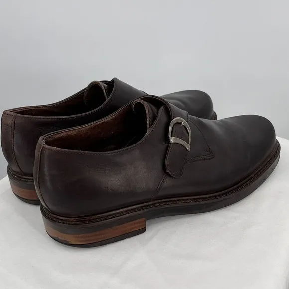 Aquatalia Monk Strap Loafers Derby Shoes Size‎ 11 Brown Leather Single Career