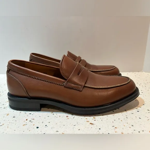 Aquatalia Neil Mens‎ Comfort Shoes Penny Loafers Brown Leather Made in Italy