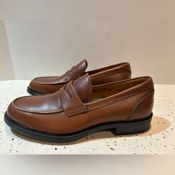 Aquatalia Neil Mens‎ Comfort Shoes Penny Loafers Brown Leather Made in Italy
