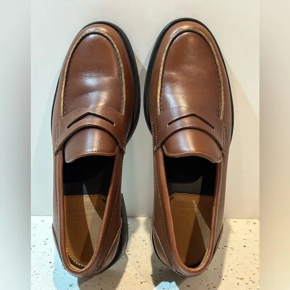 Aquatalia Neil Mens‎ Comfort Shoes Penny Loafers Brown Leather Made in Italy