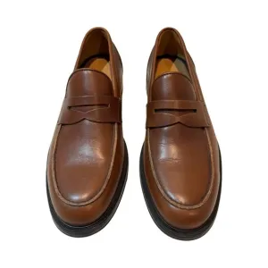 Aquatalia Neil Mens‎ Comfort Shoes Penny Loafers Brown Leather Made in Italy