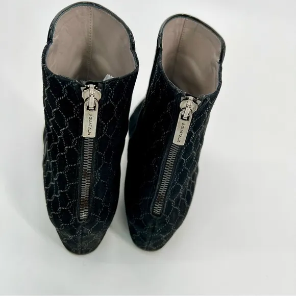 Aquatalia Women Suede Leather Chelsea Boots Black Wedge Heels Booties Size 8.5