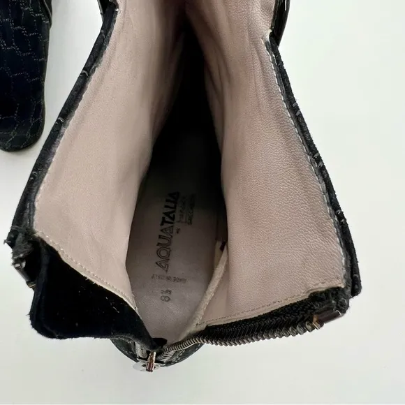 Aquatalia Women Suede Leather Chelsea Boots Black Wedge Heels Booties Size 8.5