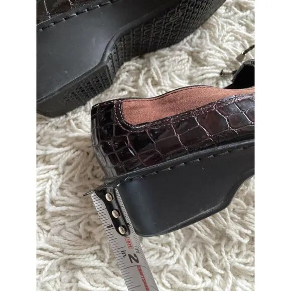 Ara Rachel Slip On Loafers Brown Croco Women's Shoes US 8