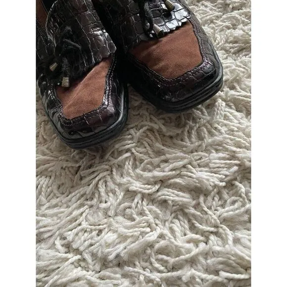 Ara Rachel Slip On Loafers Brown Croco Women's Shoes US 8