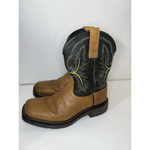 Ariat Boots Square Toe WorkHog Boys 5 Brown XT Wide Tumbled Bark Leather
