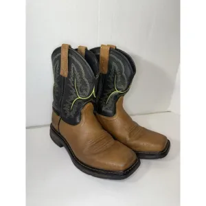 Ariat Boots Square Toe WorkHog Boys 5 Brown XT Wide Tumbled Bark Leather
