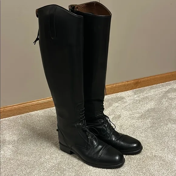 ARIAT CHALLENGE Field Boots, Size 9, Height Medium, Calf Full, Black, Full Zip