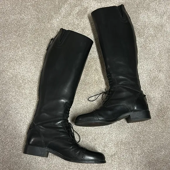 ARIAT CHALLENGE Field Boots, Size 9, Height Medium, Calf Full, Black, Full Zip