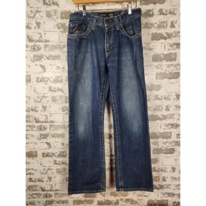Ariat FR M4 Relaxed Boot Cut Jeans Size 31x32 Blue Thick Stitch Pockets