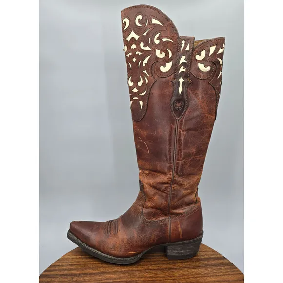 Ariat Hacienda Boots Women's 8 B Brown Leather Western Cowboy Tall Knee High