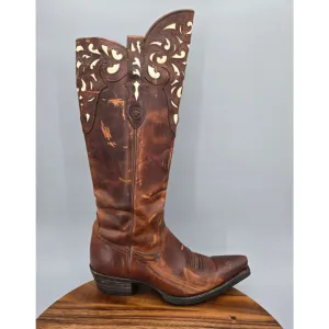 Ariat Hacienda Boots Women's 8 B Brown Leather Western Cowboy Tall Knee High
