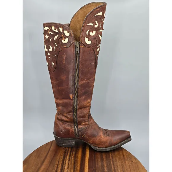 Ariat Hacienda Boots Women's 8 B Brown Leather Western Cowboy Tall Knee High