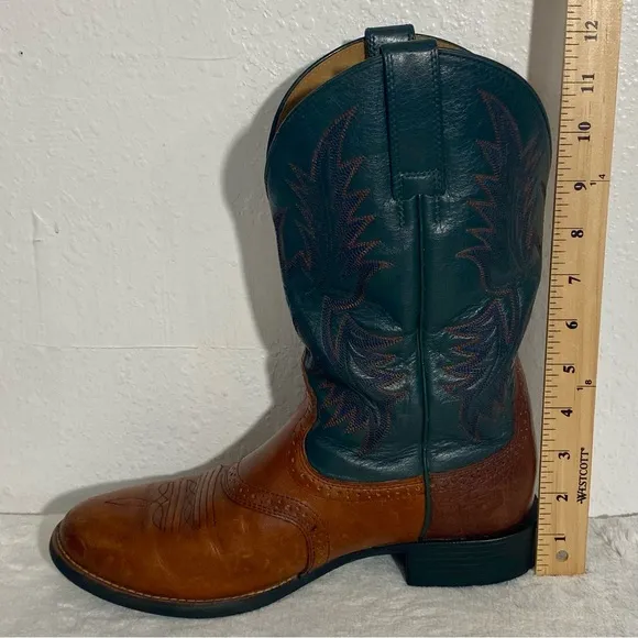 Ariat Heritage Stockman Western Boots Men’s Size 8 D Cedar Brown/Sea Green