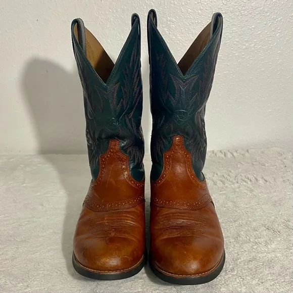 Ariat Heritage Stockman Western Boots Men’s Size 8 D Cedar Brown/Sea Green