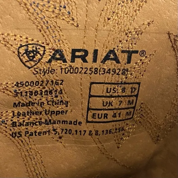 Ariat Heritage Stockman Western Boots Men’s Size 8 D Cedar Brown/Sea Green