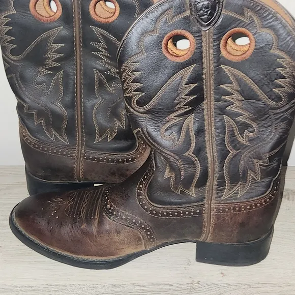 ARIAT Kids Leather Western 4LR Pull On Cowboy Work Boots Youth Big Kid Size 2