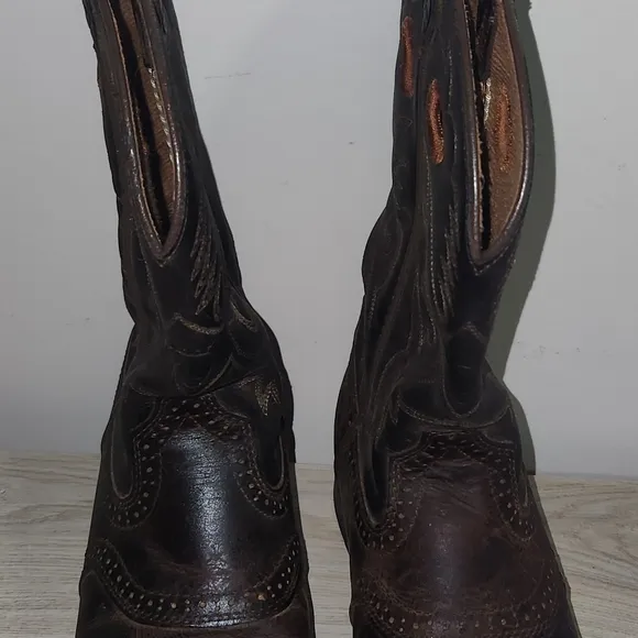 ARIAT Kids Leather Western 4LR Pull On Cowboy Work Boots Youth Big Kid Size 2