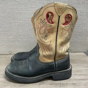 ARIAT Men’s Brown / Blue Western Leather Cowboy Work Boots Size 7.5B B #16745