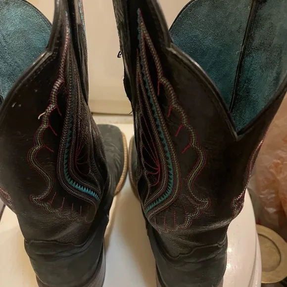 Ariat® Men's Sport Rodeo Brown &amp; Turquoise Square Toe Boots 10042403 size 8.5