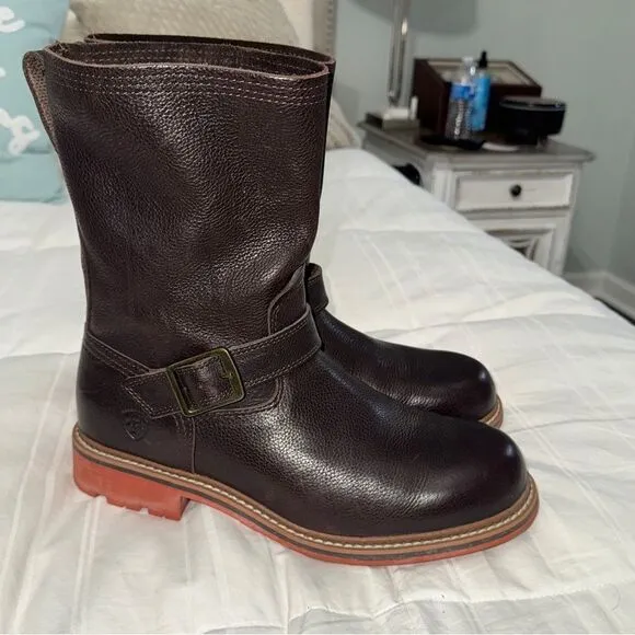 Ariat Stonewall full grain leather brown engineer style boots- EUC! Sz 9.5