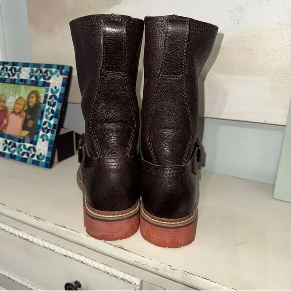 Ariat Stonewall full grain leather brown engineer style boots- EUC! Sz 9.5