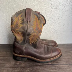 Ariat Waterproof Heritage Western Work Boots Brown Leather Mens Size 9.5‎ D US