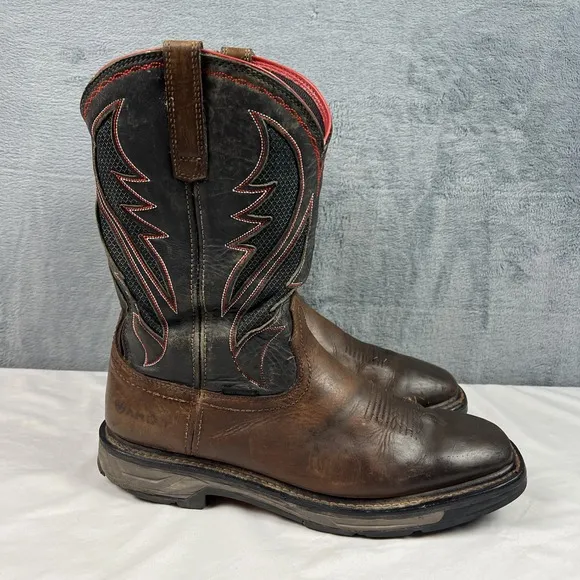 Ariat Work Boots Men's 13D  ASTM F2892-18EH Brown Square Toe Cowboy Waterproof