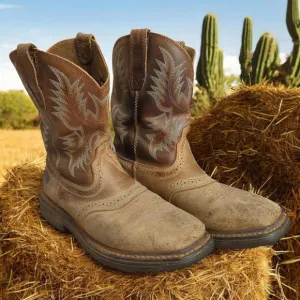 Ariat Work Boots Sierra Soft Toe Western Aged Bark Men's Size 7.5EE 10010148