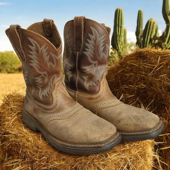 Ariat Work Boots Sierra Soft Toe Western Aged Bark Men's Size 7.5EE 10010148