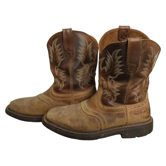 Ariat Work Boots Sierra Soft Toe Western Aged Bark Men's Size 7.5EE 10010148