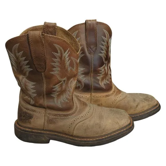 Ariat Work Boots Sierra Soft Toe Western Aged Bark Men's Size 7.5EE 10010148