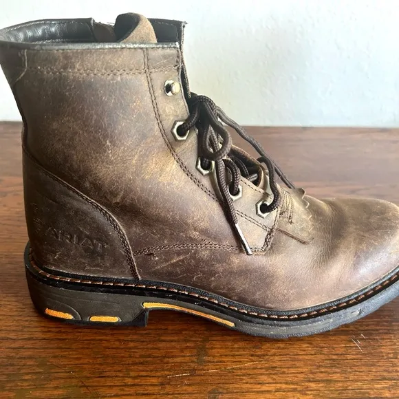 Ariat Work Hog Waterproof Leather Boots Boys Size 4