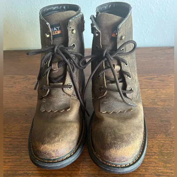 Ariat Work Hog Waterproof Leather Boots Boys Size 4