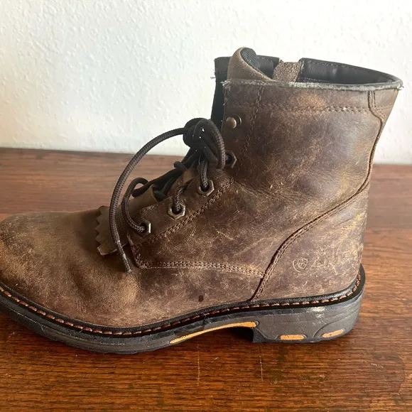 Ariat Work Hog Waterproof Leather Boots Boys Size 4