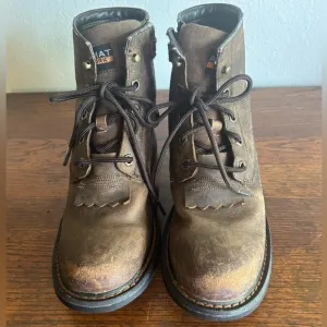 Ariat Work Hog Waterproof Leather Boots Boys Size 4