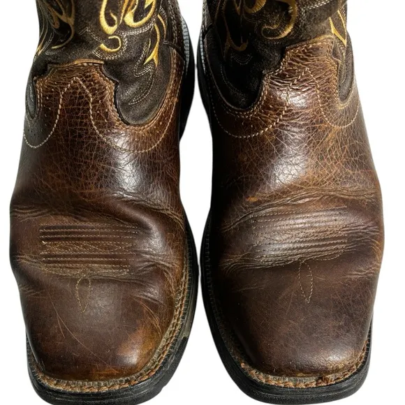 Ariat Workhog Mesteno Brown Cowboy Work Boots Men's Size 12 EE Slip Resistant