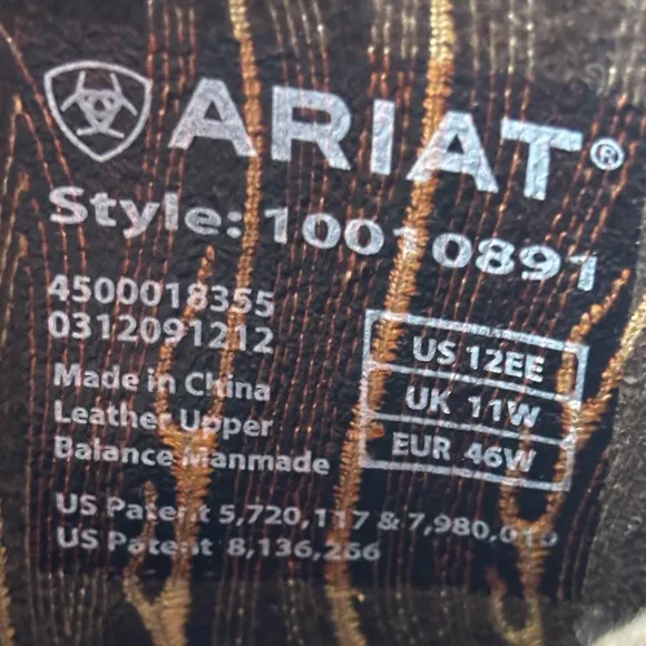 Ariat Workhog Mesteno Brown Cowboy Work Boots Men's Size 12 EE Slip Resistant