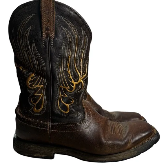 Ariat Workhog Mesteno Brown Cowboy Work Boots Men's Size 12 EE Slip Resistant