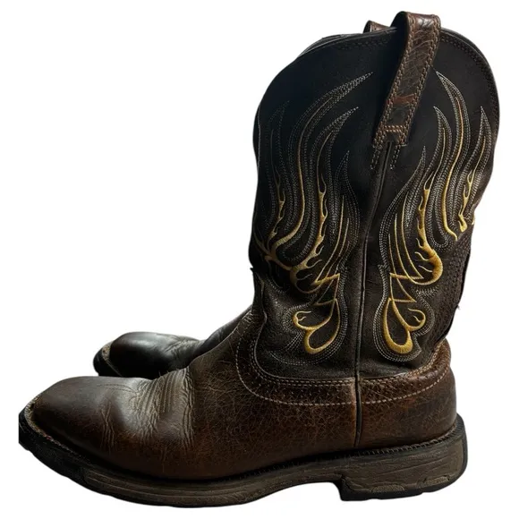 Ariat Workhog Mesteno Brown Cowboy Work Boots Men's Size 12 EE Slip Resistant