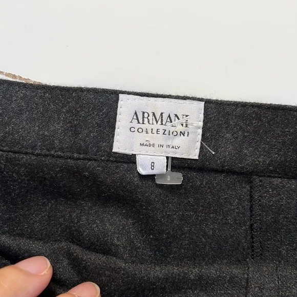 Armani Collezion Gray Maxj skirt 8 Zip Wool  Women’s Business casual Skirt