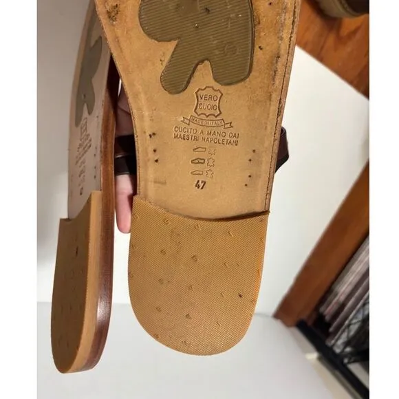 Artigianato Rallo Moda Positano ITALY Sandals Men's Size 47 / 11 Brown Leather