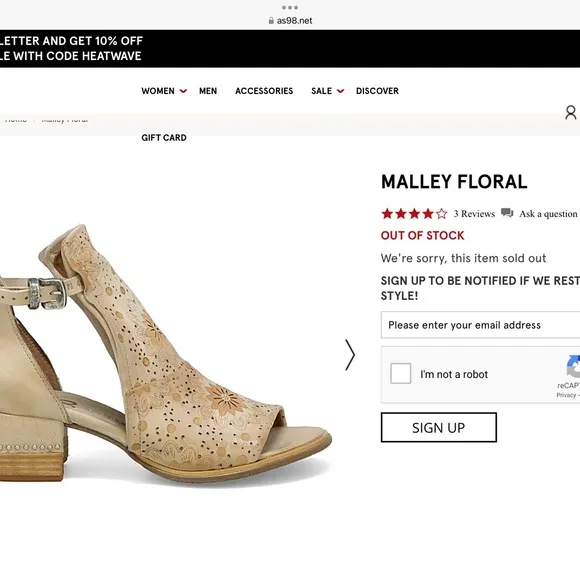 AS.98 Malley Floral Sandals 7.5/8