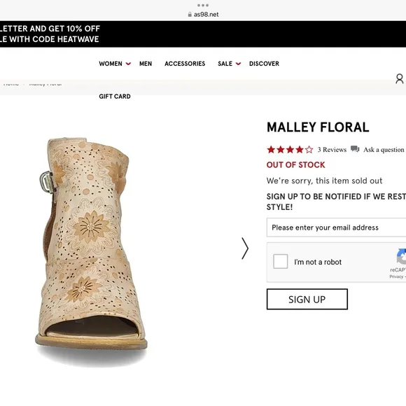 AS.98 Malley Floral Sandals 7.5/8