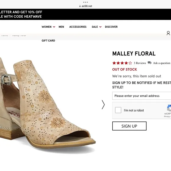 AS.98 Malley Floral Sandals 7.5/8